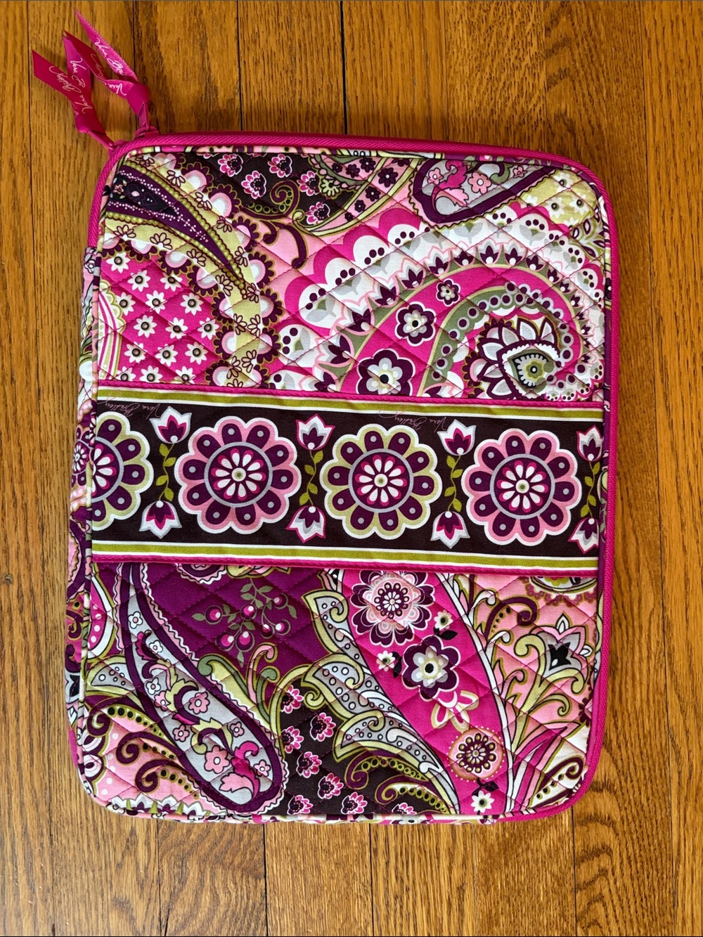 Vera Bradley Pink Paisley Quilted Laptop Sleeve